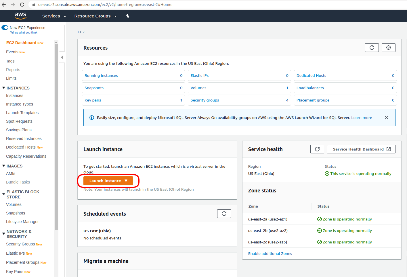 AWS EC2 Console