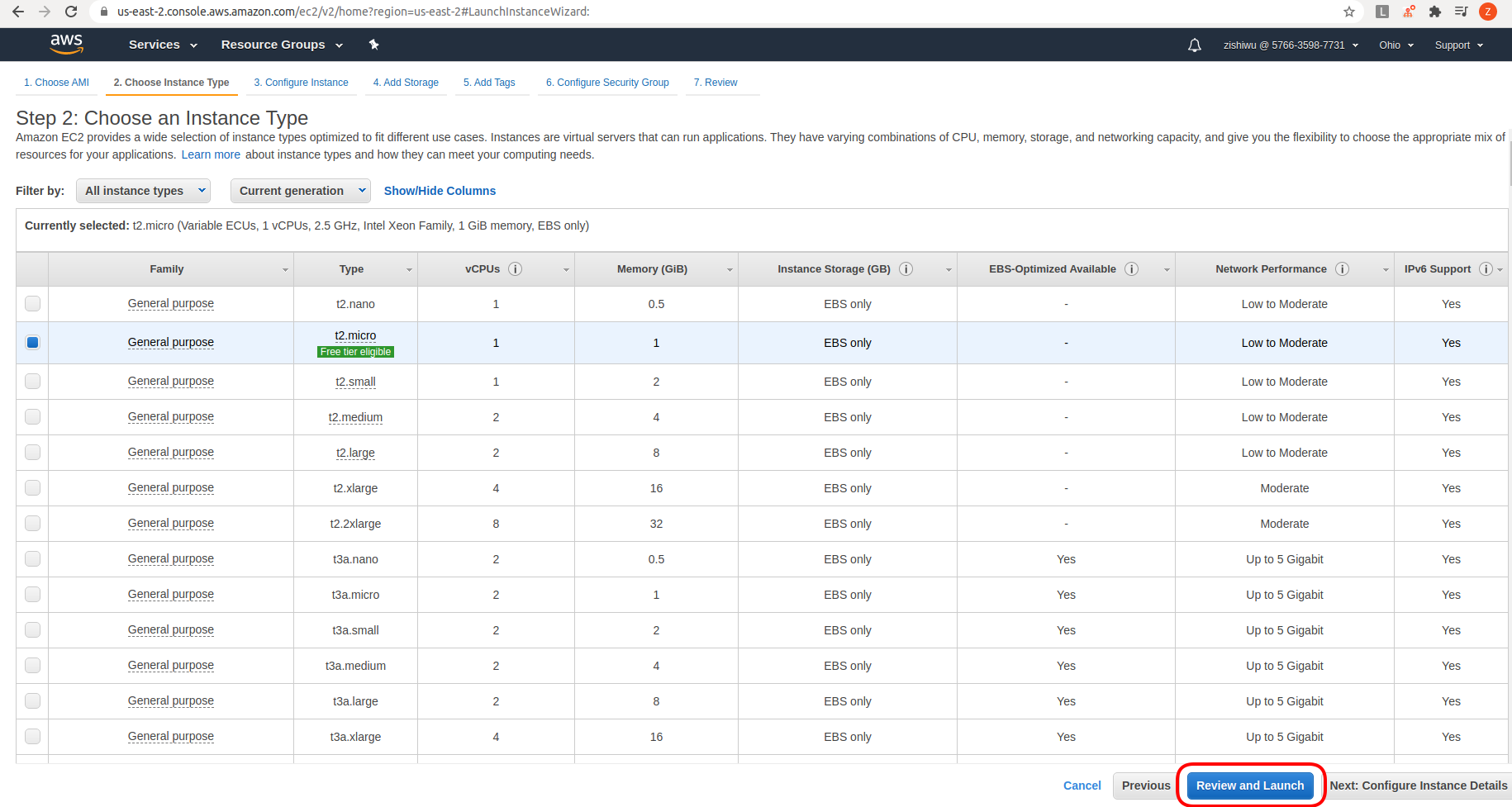 AWS Instance Type