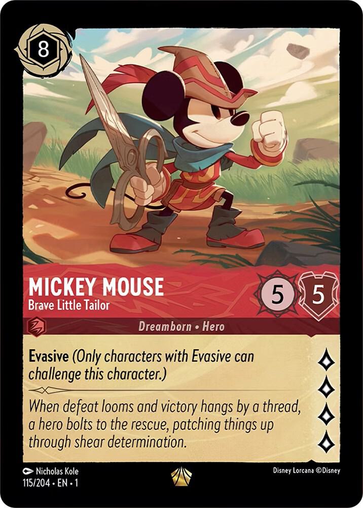 Disney Lorcana Character Card: Mickey Mouse - Brave Little Tailor